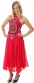 Main image of Halter Neck Beaded Formal Dress with Attached Skirt 